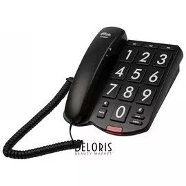 Телефон RITMIX RT-520 black, быстрый набор 3 номеров, световая индикация звонка, крупные кнопки, черный