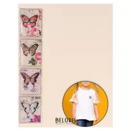 Термоаппликация со стразами «Бабочки», 5 × 6,5 см, 4 шт на листе