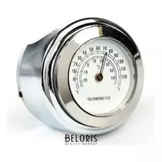 Термометр мотоциклетный, на руль, белый циферблат, хром