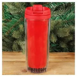 Термостакан под полиграфическую вставку, красный, 350 мл