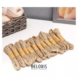 Тесьма декоративная текстиль "Джут - косичка" намотка 3 метра набор 12 шт 18х18х2 см