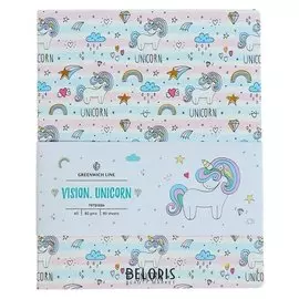 Тетрадь 80 листов клетка Vision Unicorn