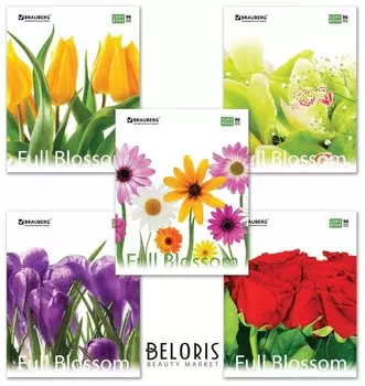 Тетрадь 96 л. клетка Цветы