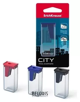 Точилка 1 отверстие City, с контейнером, отверстие диаметром 8 мм