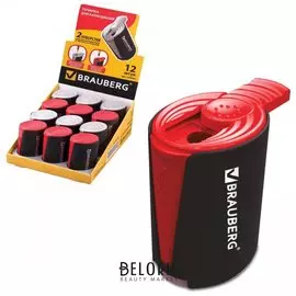 Точилка Brauberg "Delta", 2 отверстия для чернографитных и цветных карандашей, ассорти, в дисплее