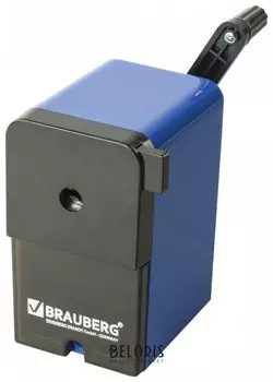 Точилка механическая Brauberg "Roboblue", металлический механизм, чёрный/синий