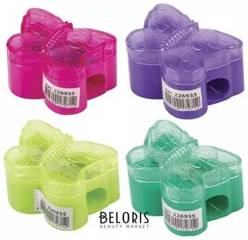 Точилка пифагор с контейнером, пластиковая, "Бабочка", цвет корпуса ассорти