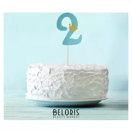 Топпер «2», с короной, синий цвет