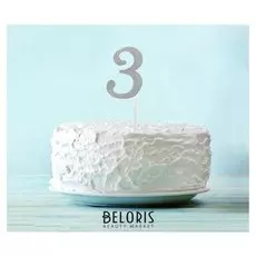 Топпер «3», набор 6 шт., цвет серебряный