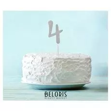 Топпер «4», набор 6 шт., цвет серебряный