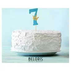 Топпер «7», с короной, синий цвет