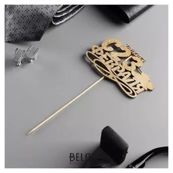 Топпер "С 23 февраля, танкист" на подвесе, золотой