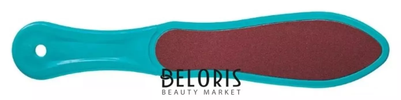 Тёрка абразивная педикюрная двусторонняя с пластиковой ручкой. Цвет бирюзовый