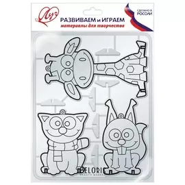 Трафарет для рисования витражными красками "Жираф и компания"