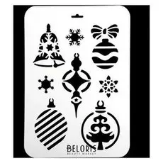 Трафарет пластик "Большие елочные игрушки 1"