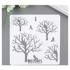 Трафарет пластик "Деревья" 15х15 см