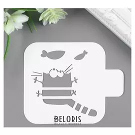 Трафарет пластик "Кот матрос" 9х9 см