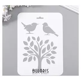 Трафарет пластик "Птички и дерево" 16х22 см