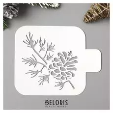 Трафарет пластик "Веточка с шишкой" 9х9 см