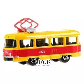 Трамвай металлический, масштаб 1:72, 7 см, в дисплее