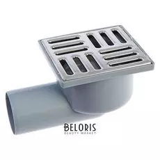 Трап "АНИ" Tq5102, D=50, горизонтальный, решетка нержавейка, 100х100 мм, сухой затвор