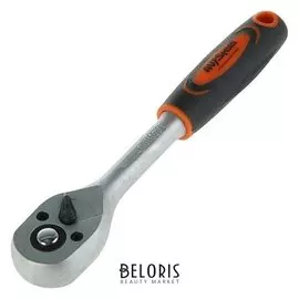 Трещотка AV Steel, с резиновой прямой рукояткой, 1/4", 72 зуба, 155 мм