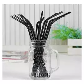 Трубочка для коктейля, набор 12 шт., цвет чёрный