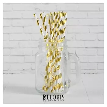 Трубочка для коктейля «Полоска», набор 12 шт., цвет золотой