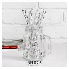 Трубочка для коктейля «Полоска», набор 12 шт., цвет серебряный