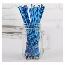 Трубочка для коктейля «Сияние», набор 25 шт., цвет голубо-синий
