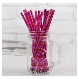 Трубочка для коктейля «Сияние», набор 25 шт., цвет малиново-красный