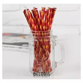 Трубочка для коктейля «Сияние», набор 25 шт., цвет красно-золотой