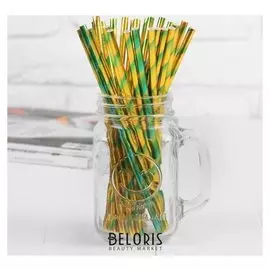 Трубочка для коктейля «Сияние», набор 25 шт., цвет зелёно-жёлтый