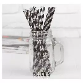 Трубочка для коктейля «Спираль», набор 25 шт., цвет чёрно-серебряный