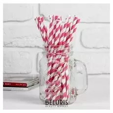 Трубочка для коктейля «Спираль», набор 25 шт., цвет бело-розовый