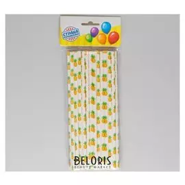 Трубочки для коктейля «Ананасы», набор 25 шт.