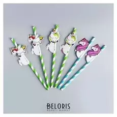 Трубочки для коктейля «Единорог», набор 6 шт.