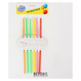 Трубочки для коктейля «Единорог», пластик, набор 6 шт.