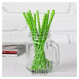 Трубочки для коктейля «Горох», набор 12 шт., цвет зелёный