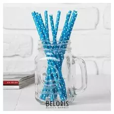 Трубочки для коктейля «Горох», набор 12 шт., цвет голубой