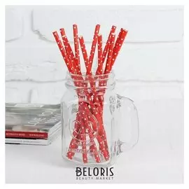 Трубочки для коктейля «Горох», набор 12 шт., цвет красный