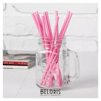 Трубочки для коктейля, набор 12 шт., цвет розовый