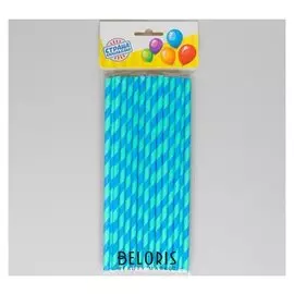 Трубочки для коктейля «Спираль», набор 25 шт., цвет бирюзово-синий