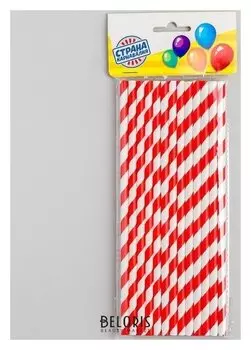 Трубочки для коктейля «Спираль», набор 25 шт., цвет красный