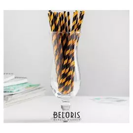 Трубочки для коктейля «Спираль», набор 25 шт., цвет чёрный светло-оранжевый