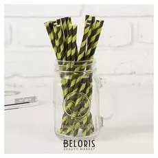 Трубочки для коктейля «Спираль», набор 25 шт., цвет чёрный светло-зелёный