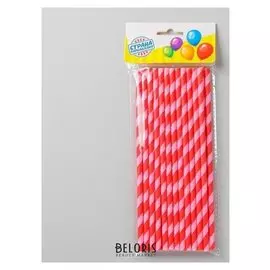 Трубочки для коктейля «Спираль», набор 25 шт., цвет красно-розовый