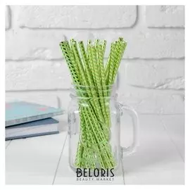 Трубочки для коктейля «Зигзаг», набор 25 шт., цвет зелёно-золотой