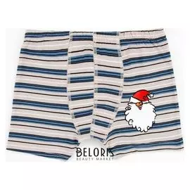 Трусы боксеры «Санта клаус» для мальчика, цвет серый/полоска, рост 128 см