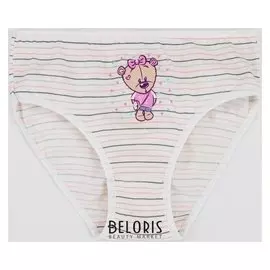 Трусы для девочки «Мишка» цвет молочный/полоска, рост 140 см